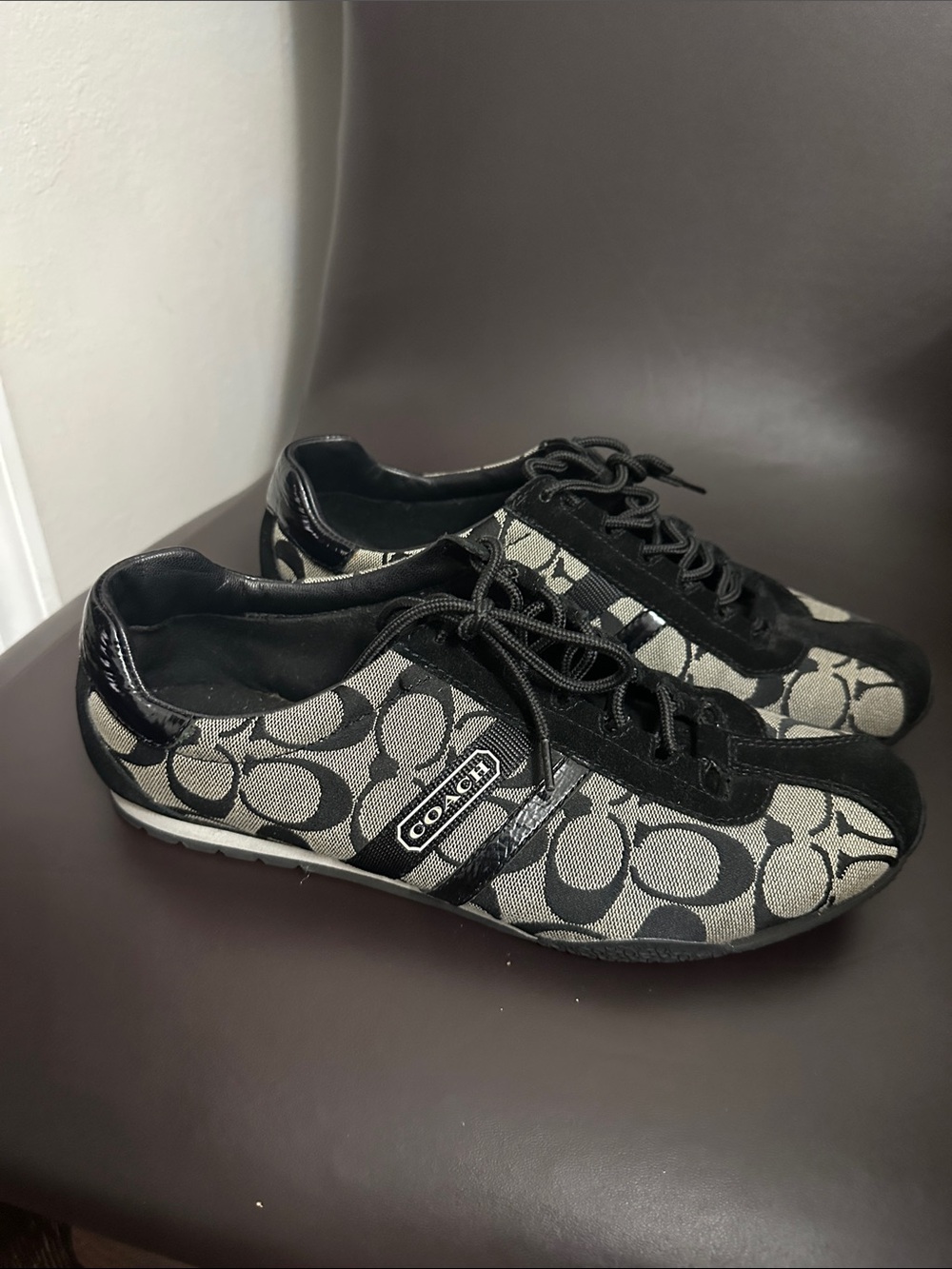 Coach Black and Silver Signature Logo Low-Top Sneaker - Picture 3 of 3